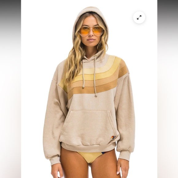 Aviator Nation Hoodie with Striped design Sand/sand M - Picture 1 of 16